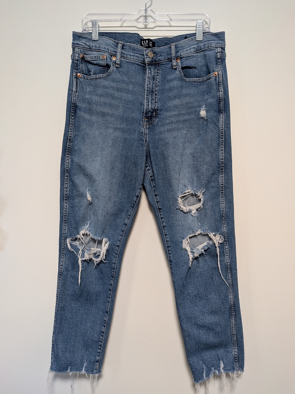 GAP Womens' Distressed High Rise Vintage Slim Denim Jeans Size 14